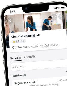 Business profile on nyburbs app showing clear pricing